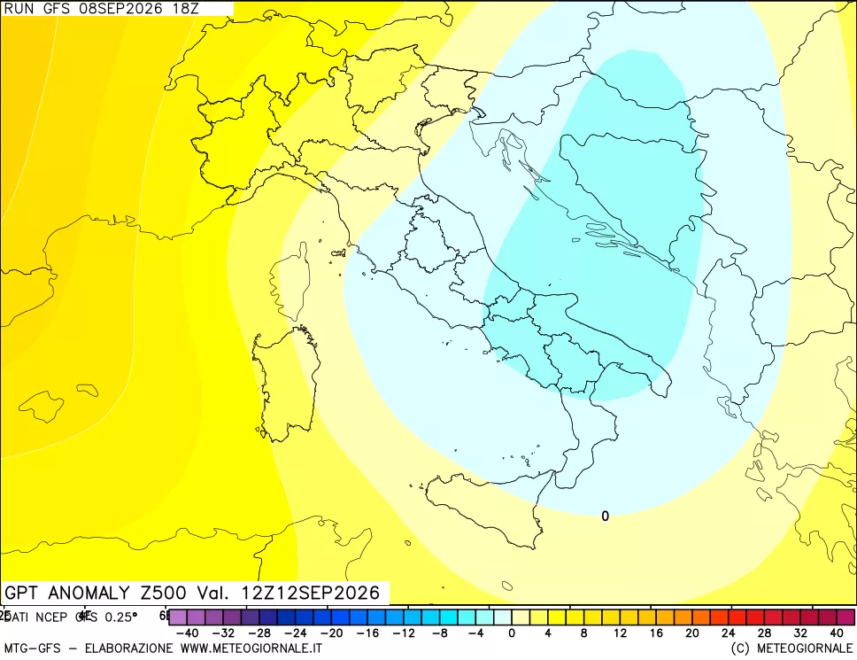 mappa 500 hPa GPT Anomaly vs Cli.No 1981-2010
