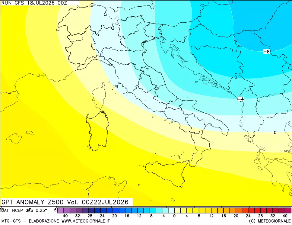 mappa 500 hPa GPT Anomaly vs Cli.No 1981-2010