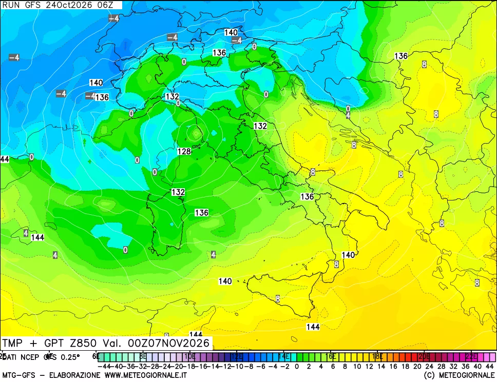 mappa 850 hPa Temp + GPT