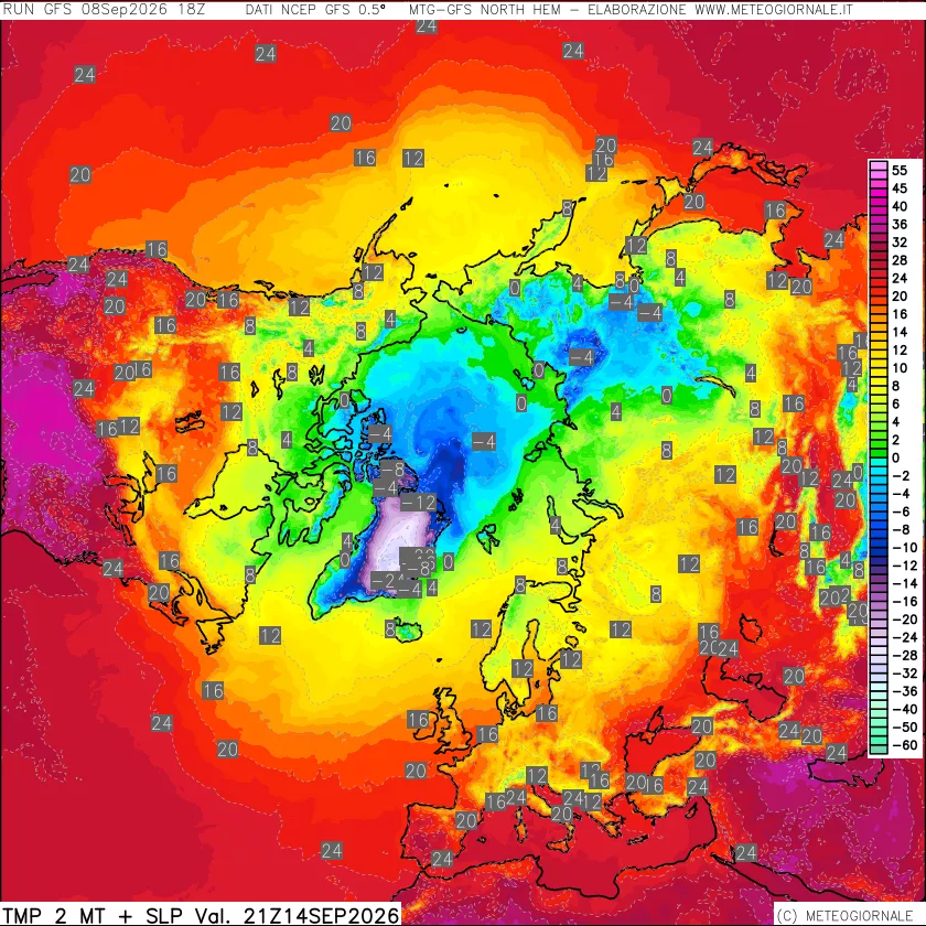 mappa Temperatura a 2 metri