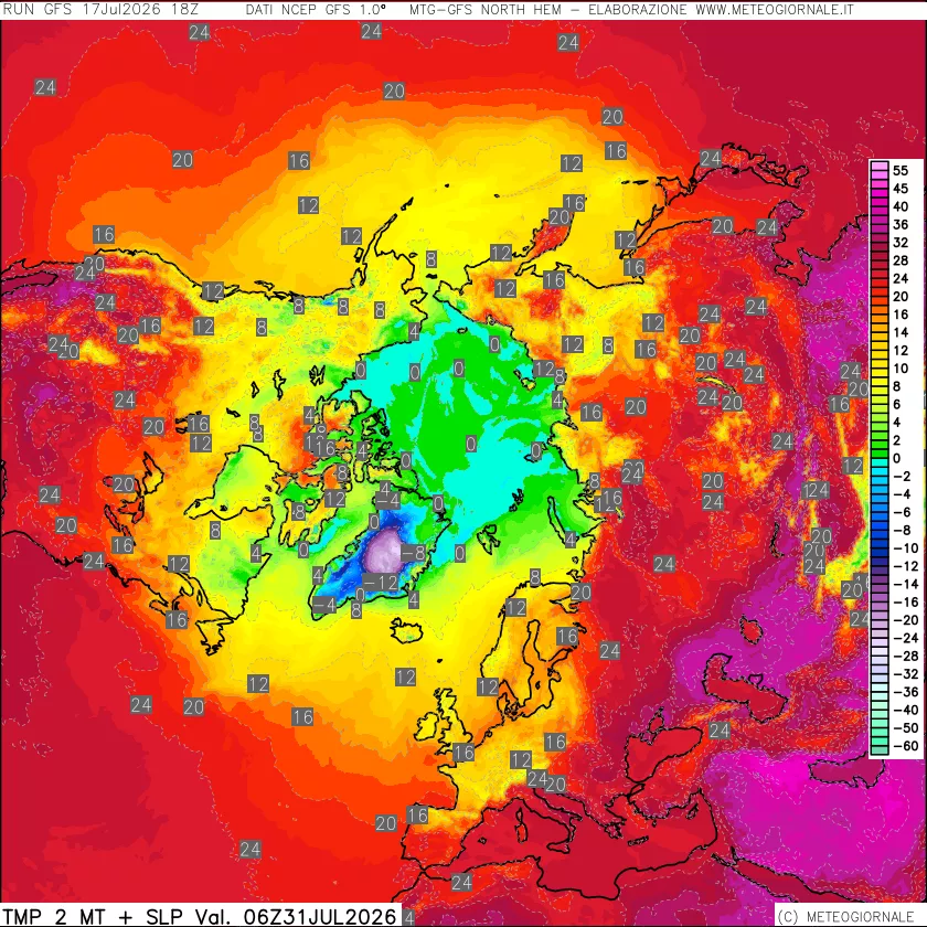 mappa Temperatura a 2 metri