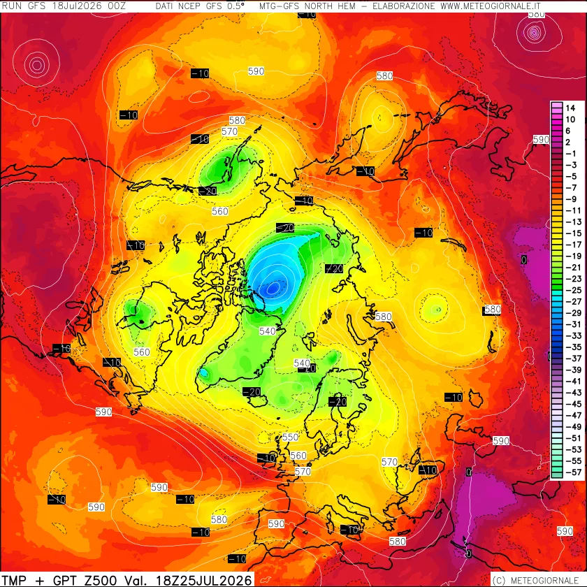 mappa Temperatura e Geopotenziali a 500 hPa