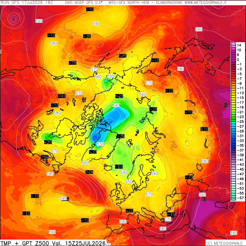 mappa Temperatura e Geopotenziali a 500 hPa