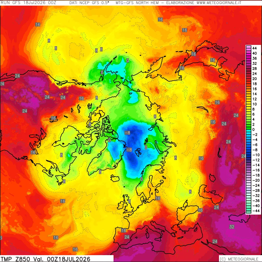mappa Temperatura a 850 hPa