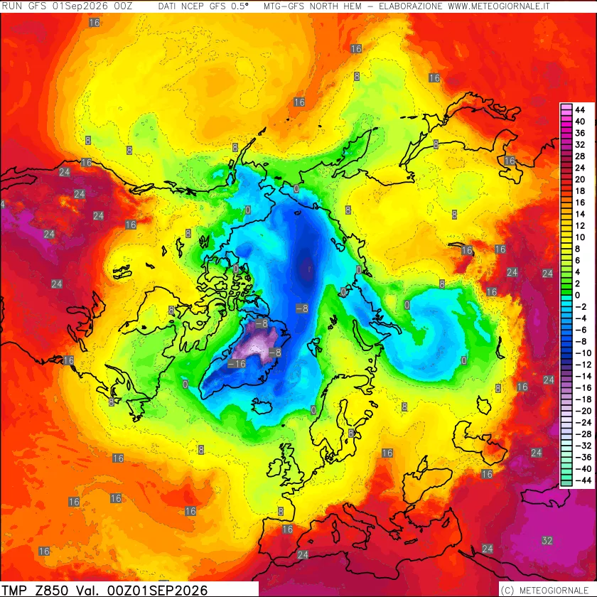 mappa Temperatura a 850 hPa