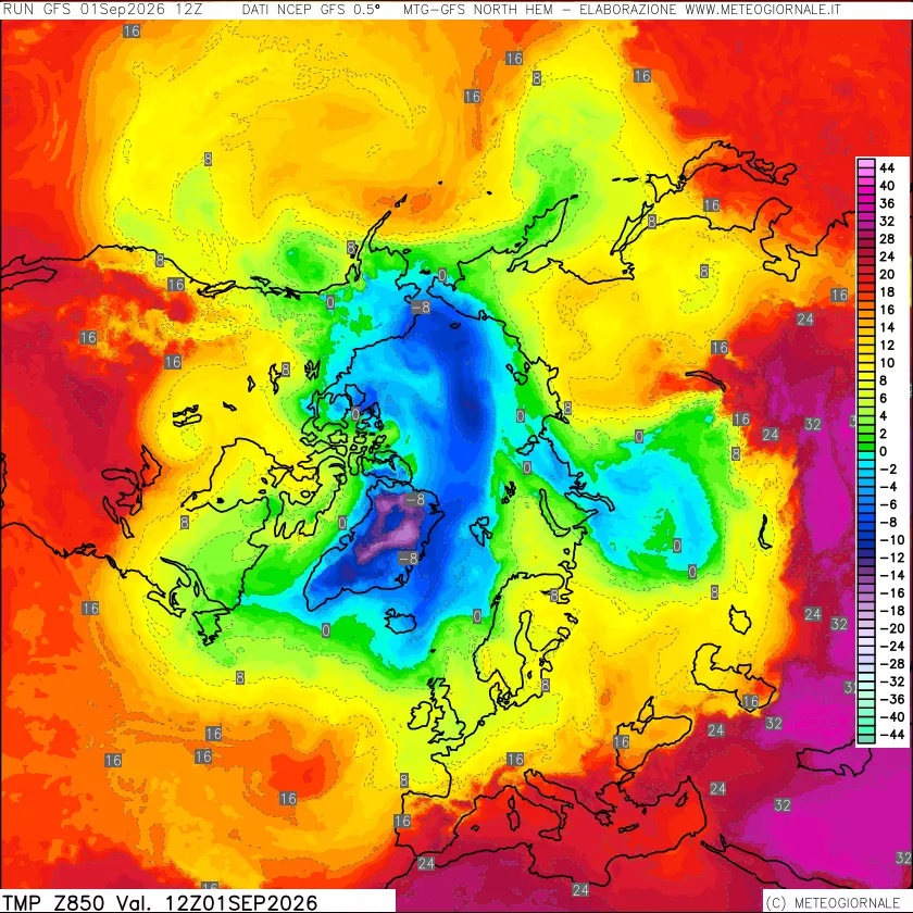 mappa Temperatura a 850 hPa