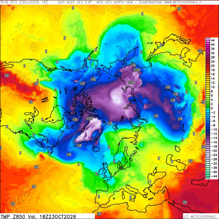 mappa Temperatura a 850 hPa