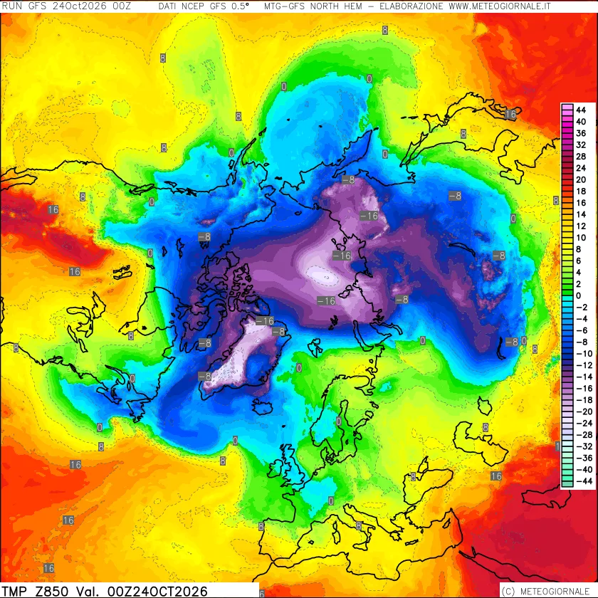 mappa Temperatura a 850 hPa