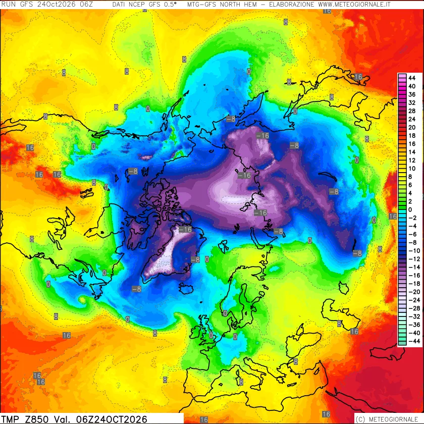 mappa Temperatura a 850 hPa