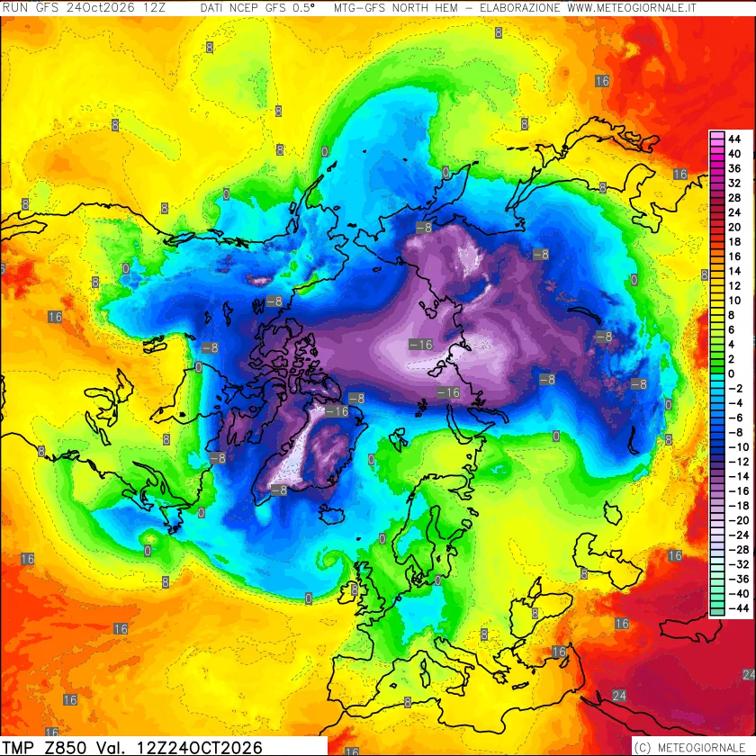 mappa Temperatura a 850 hPa