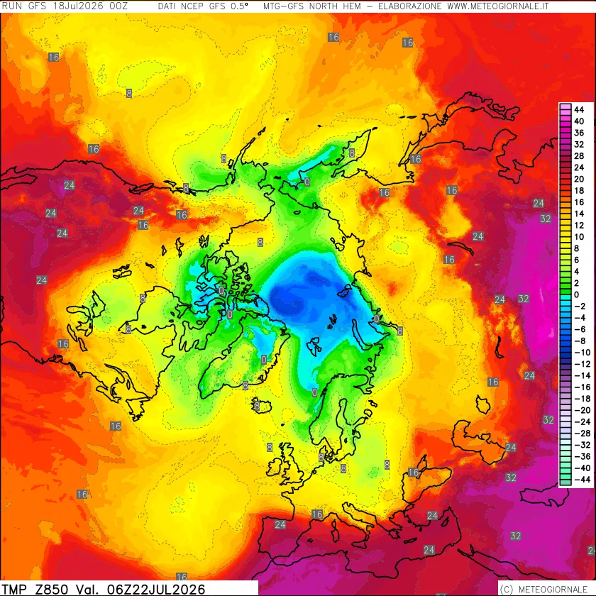 mappa Temperatura a 850 hPa