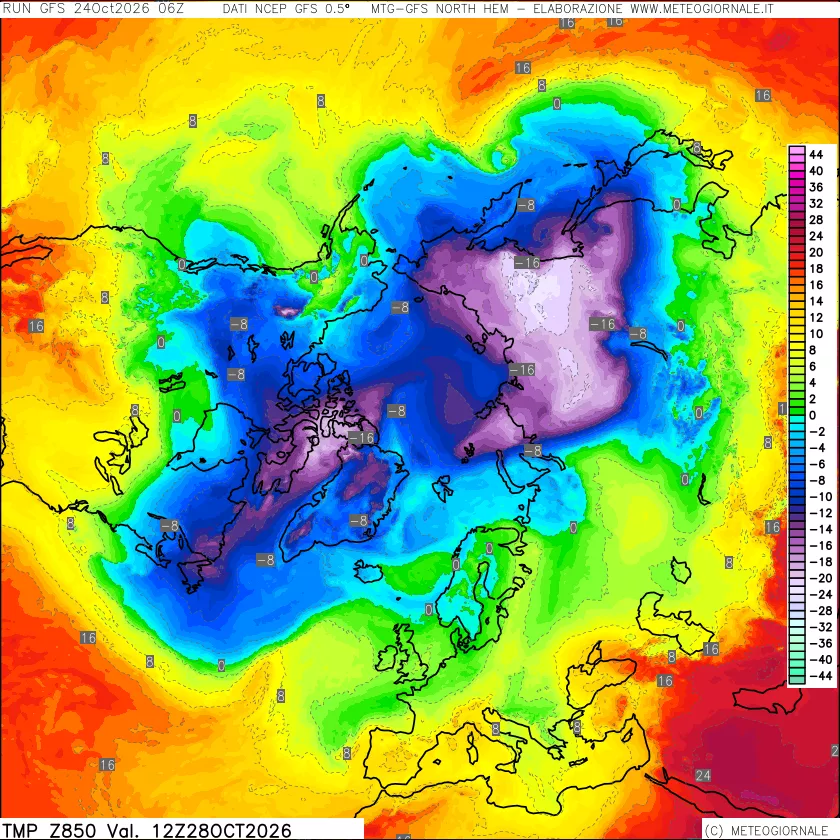 mappa Temperatura a 850 hPa