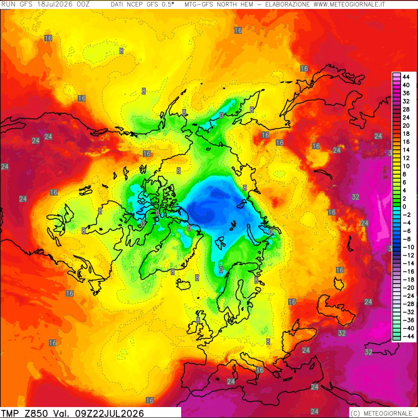mappa Temperatura a 850 hPa