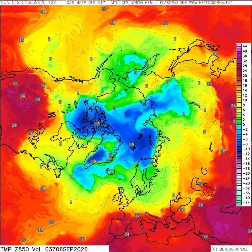 mappa Temperatura a 850 hPa