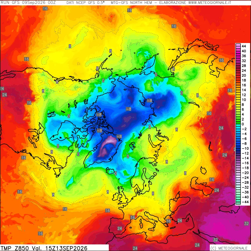 mappa Temperatura a 850 hPa