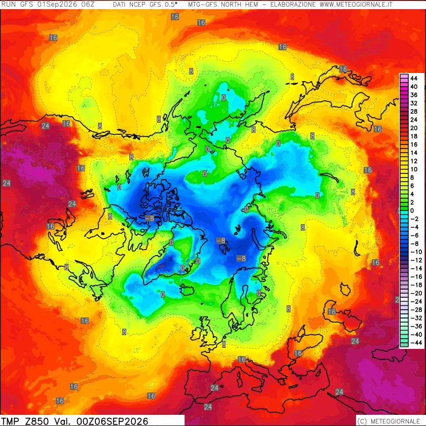 mappa Temperatura a 850 hPa