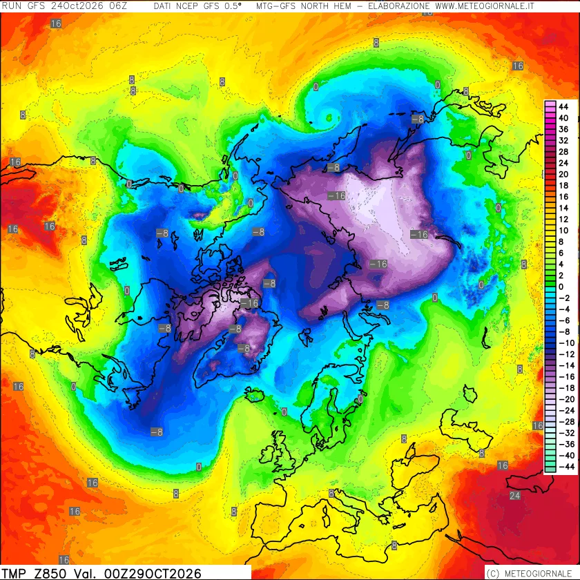 mappa Temperatura a 850 hPa