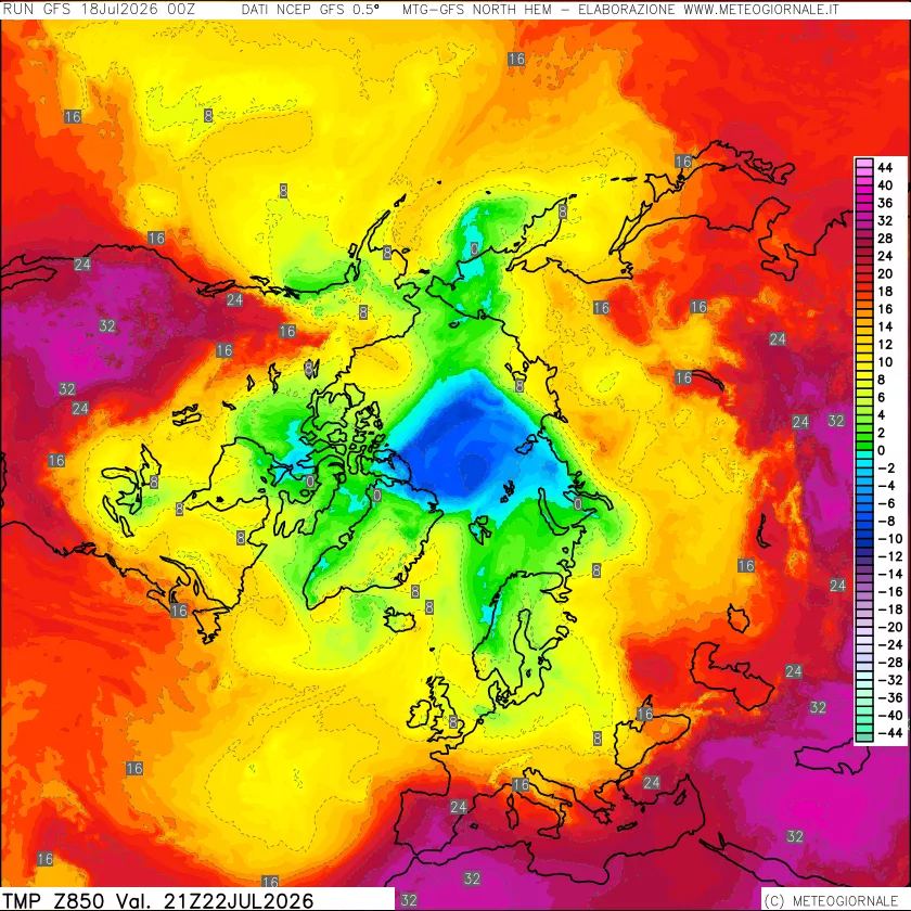 mappa Temperatura a 850 hPa
