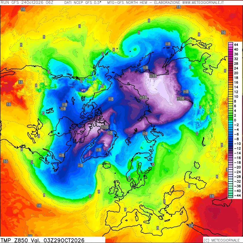 mappa Temperatura a 850 hPa