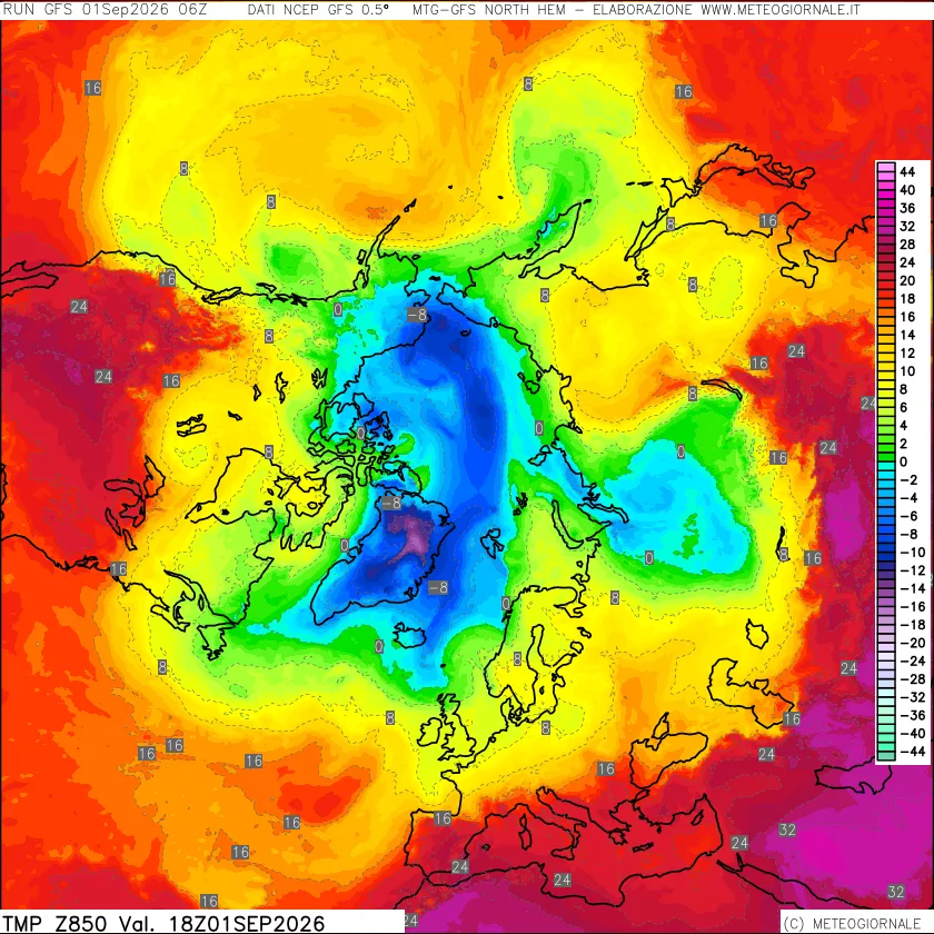 mappa Temperatura a 850 hPa
