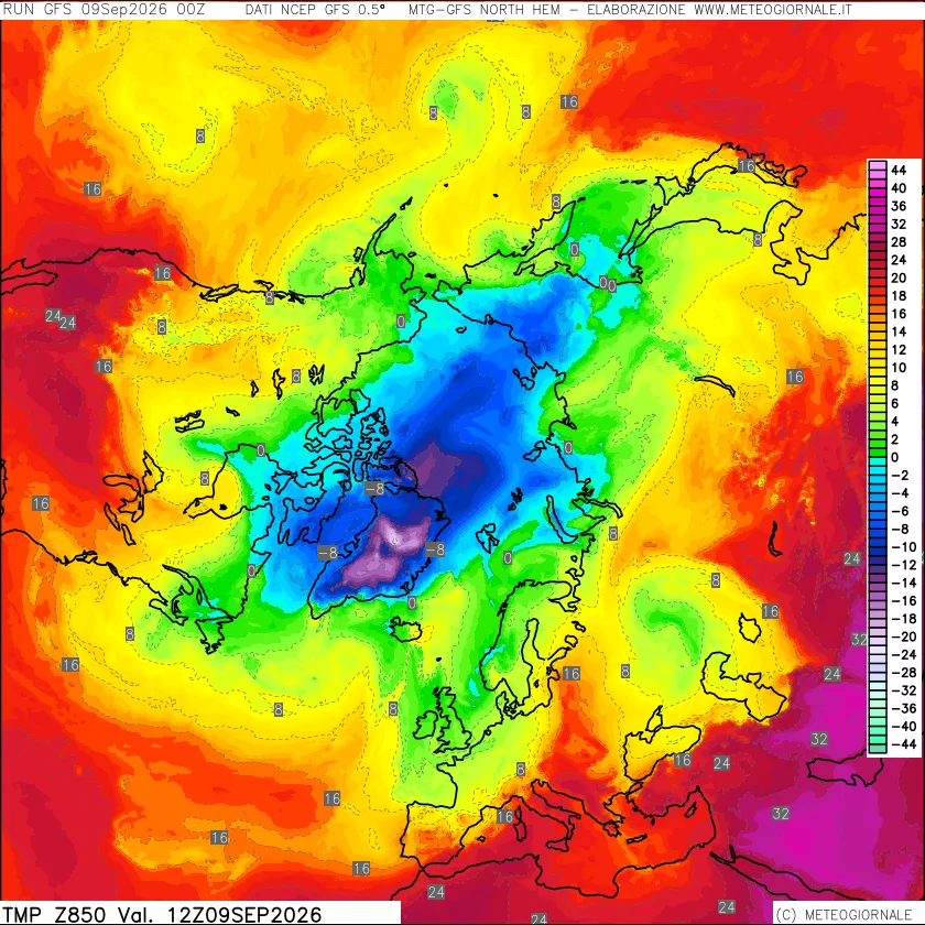 mappa Temperatura a 850 hPa