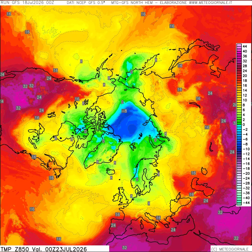 mappa Temperatura a 850 hPa