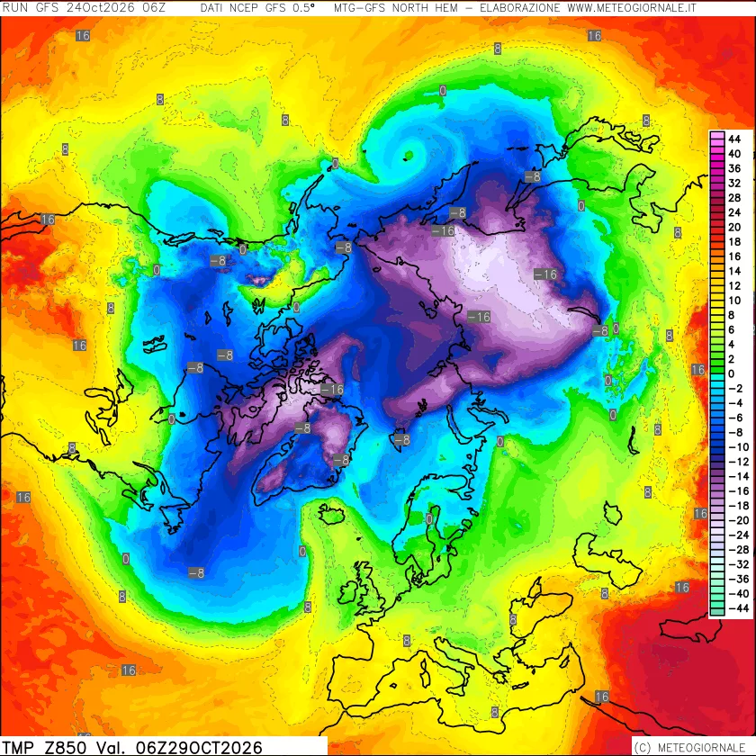 mappa Temperatura a 850 hPa