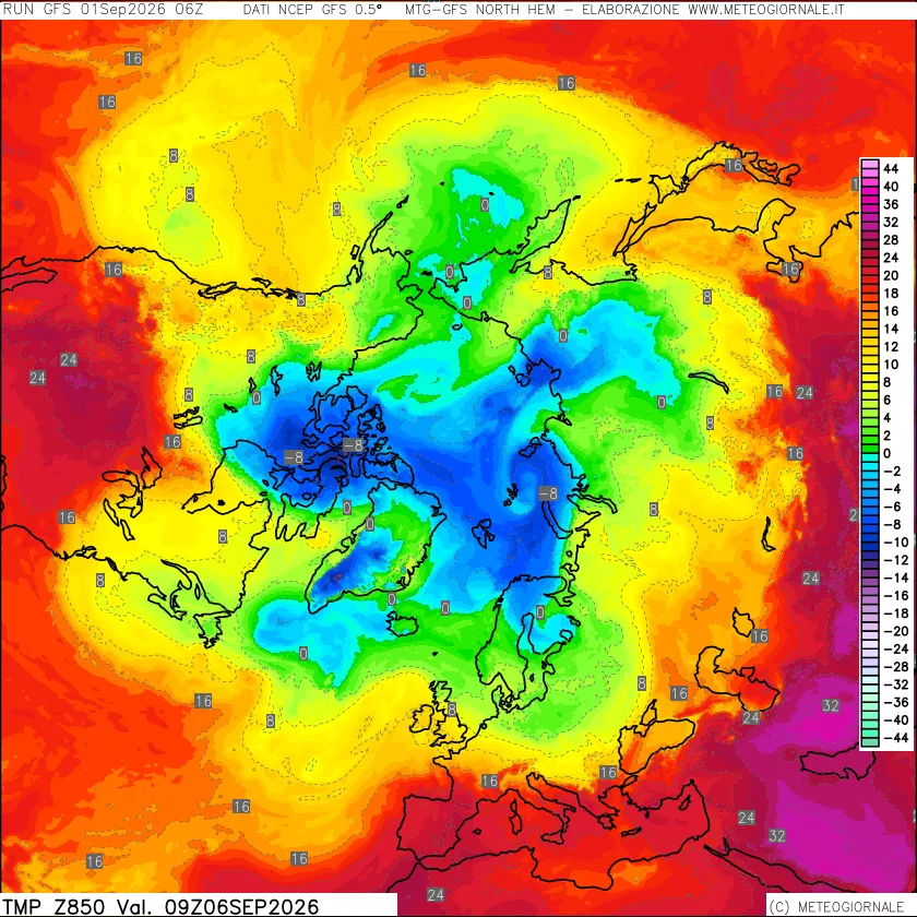 mappa Temperatura a 850 hPa