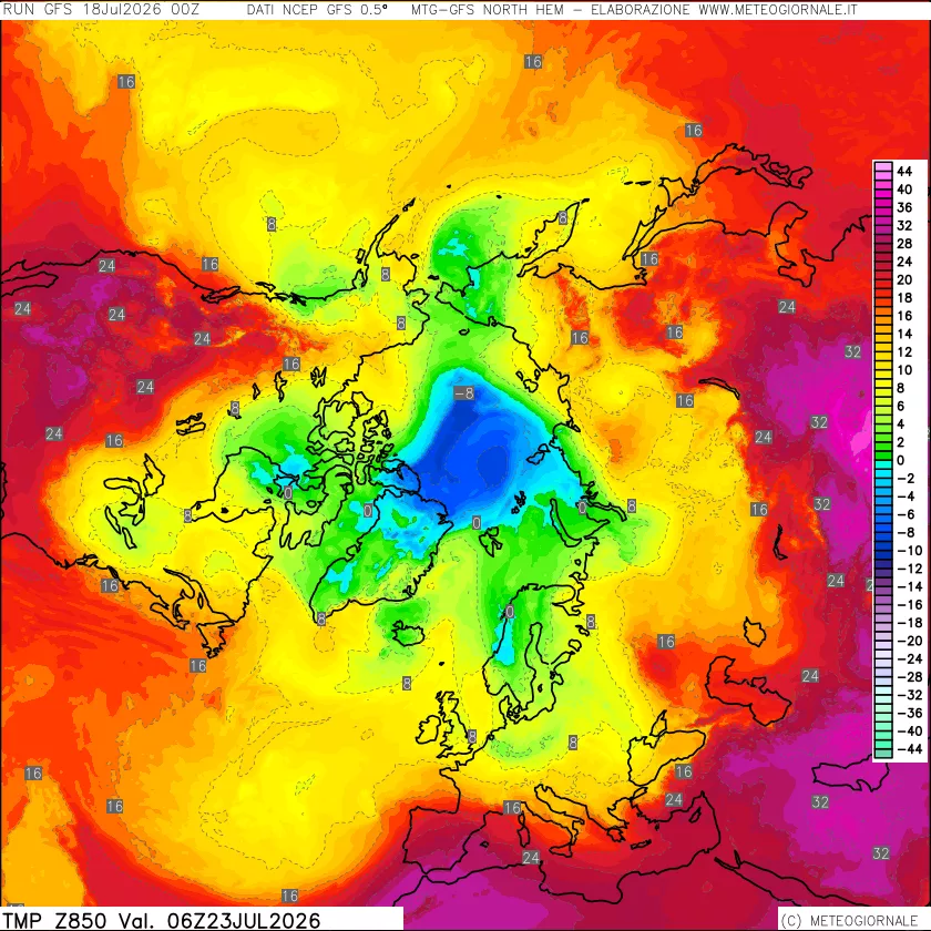mappa Temperatura a 850 hPa