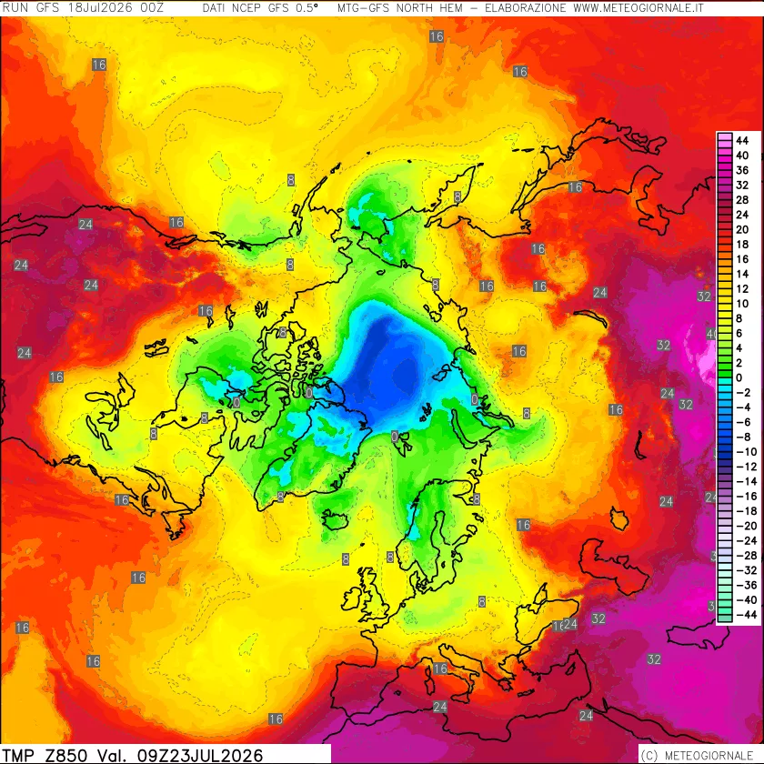 mappa Temperatura a 850 hPa