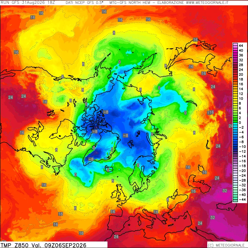 mappa Temperatura a 850 hPa