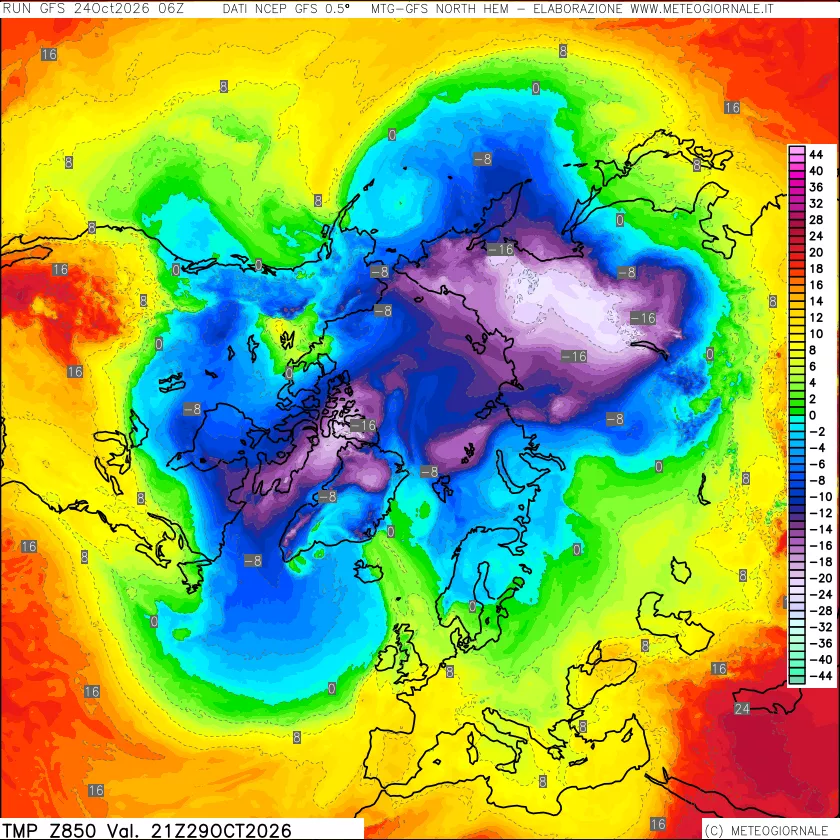 mappa Temperatura a 850 hPa