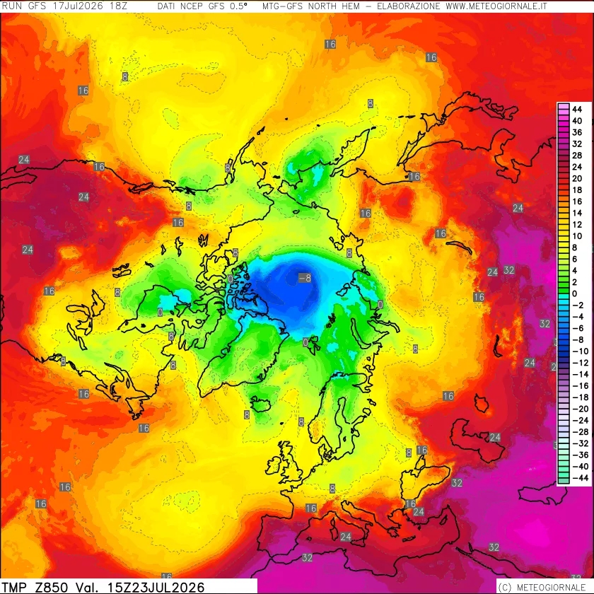 mappa Temperatura a 850 hPa