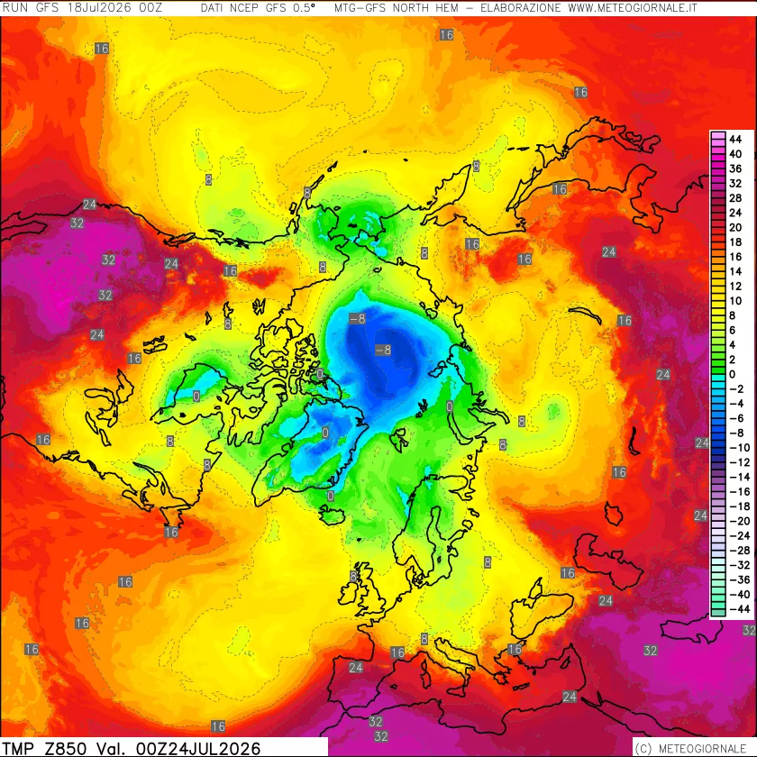 mappa Temperatura a 850 hPa