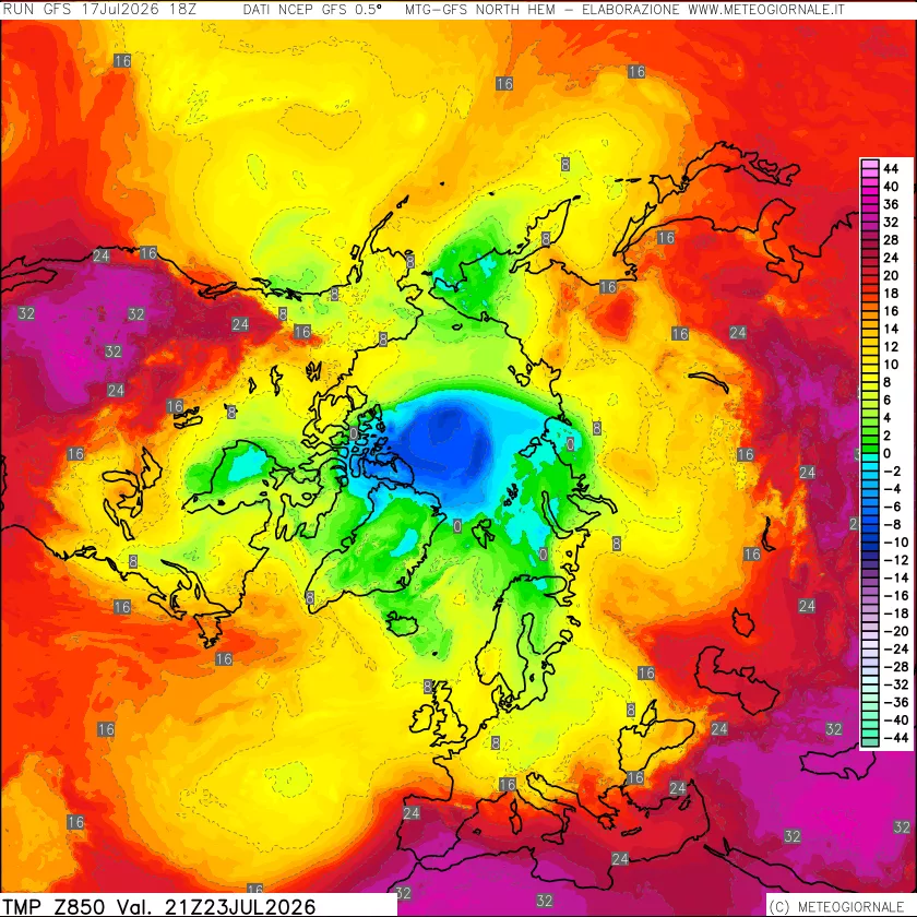 mappa Temperatura a 850 hPa