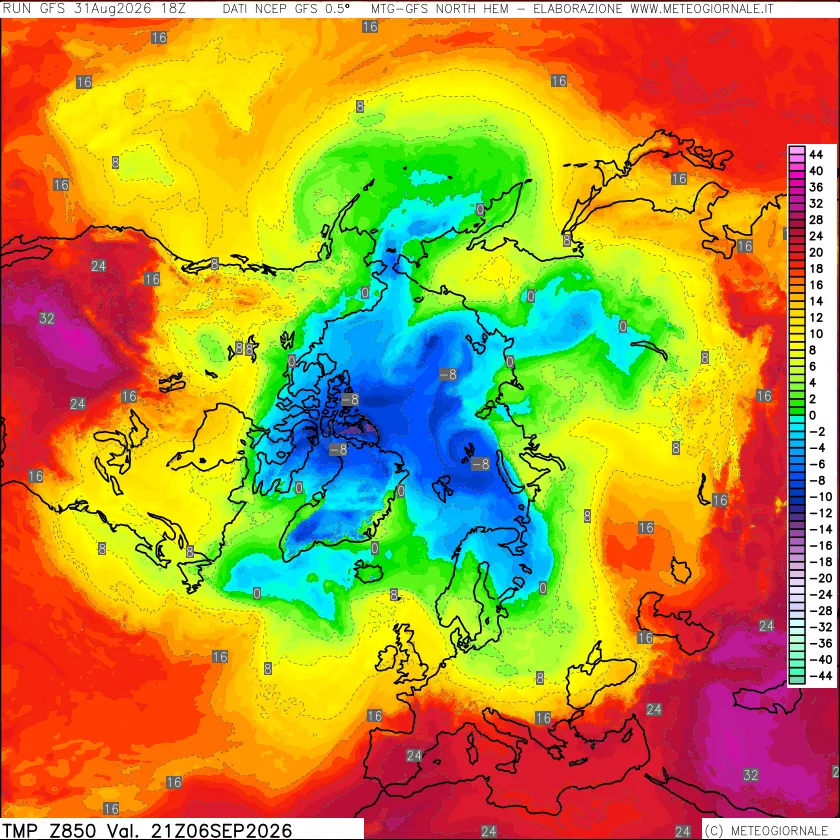 mappa Temperatura a 850 hPa