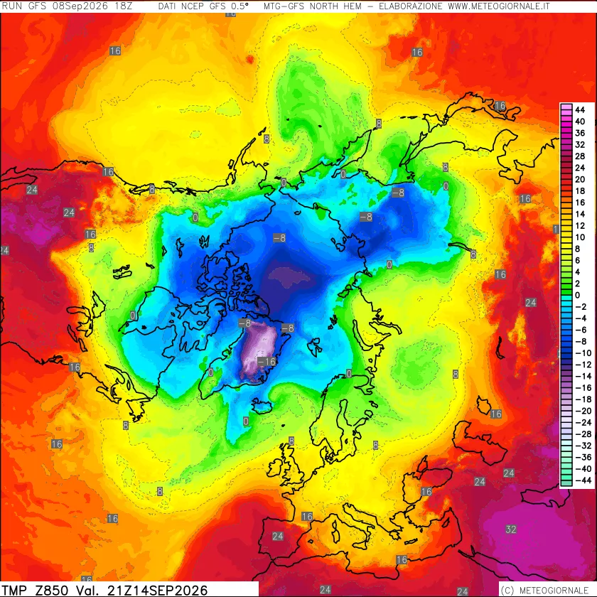 mappa Temperatura a 850 hPa