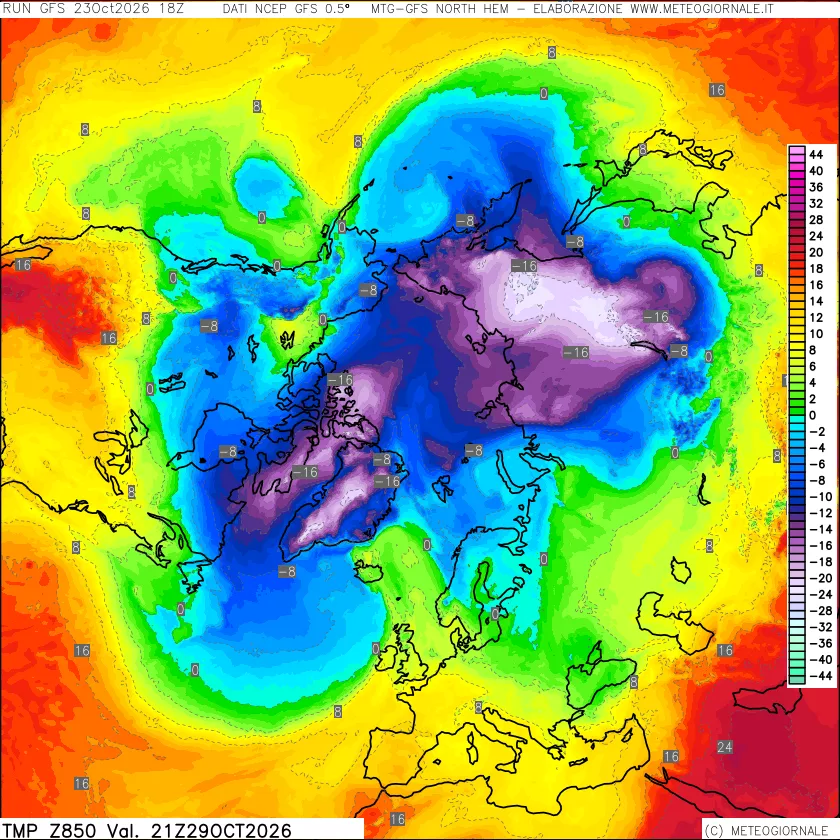 mappa Temperatura a 850 hPa