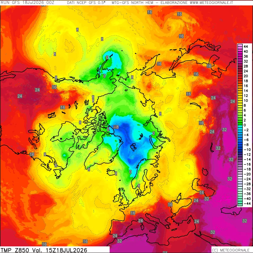 mappa Temperatura a 850 hPa