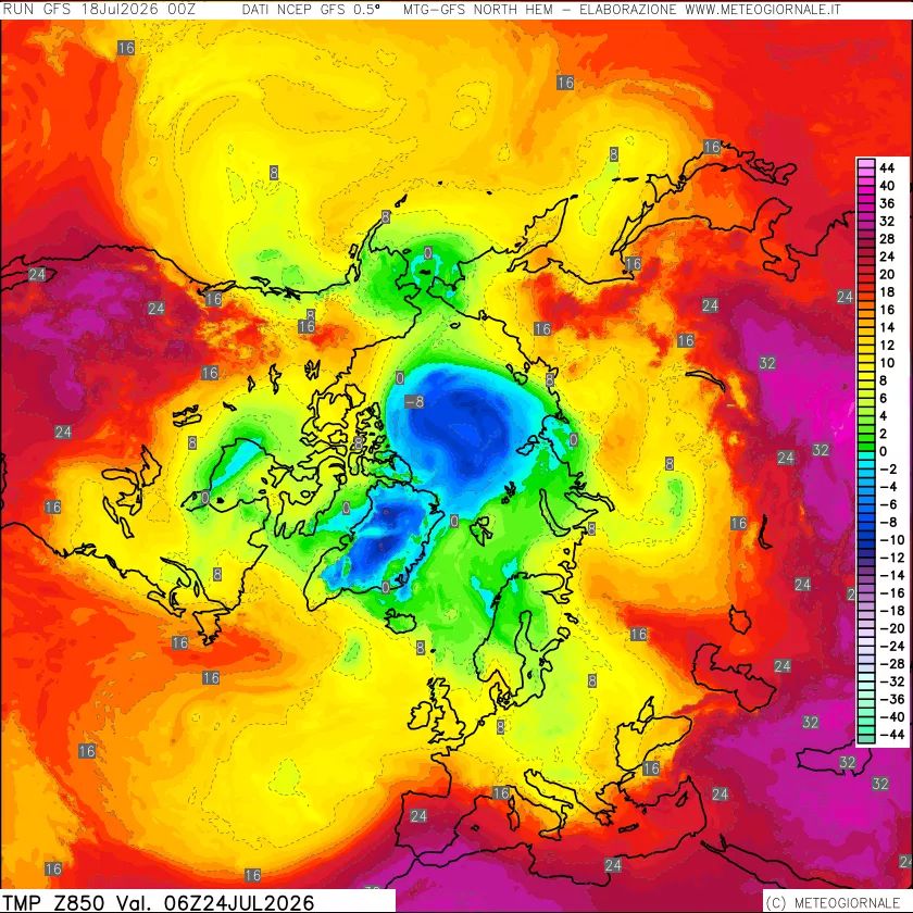 mappa Temperatura a 850 hPa