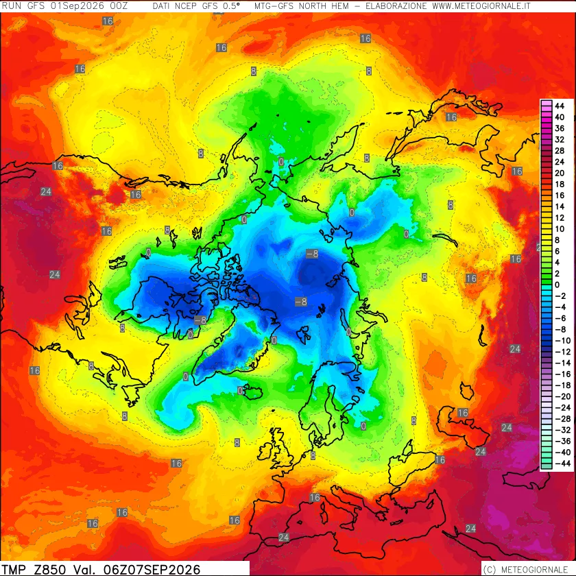 mappa Temperatura a 850 hPa