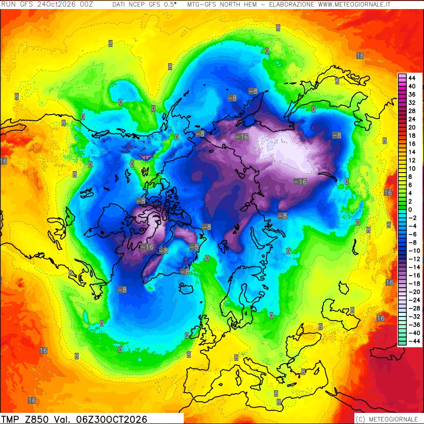 mappa Temperatura a 850 hPa