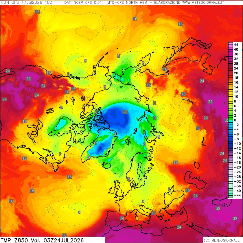 mappa Temperatura a 850 hPa