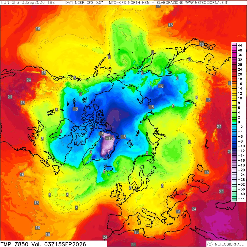 mappa Temperatura a 850 hPa