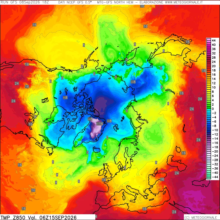 mappa Temperatura a 850 hPa