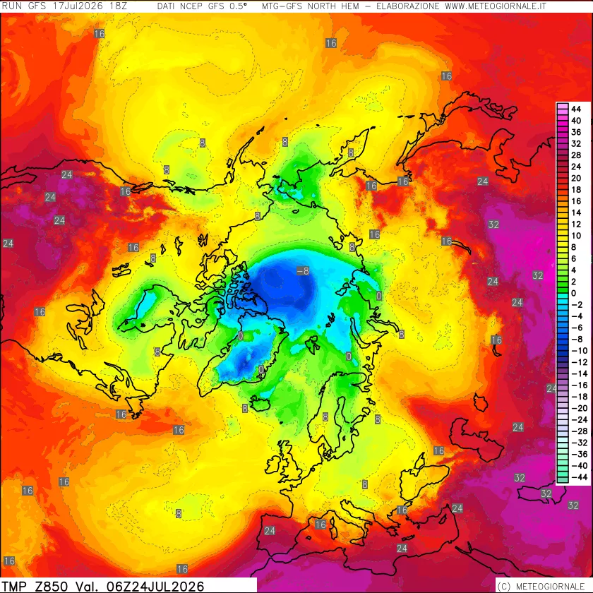 mappa Temperatura a 850 hPa