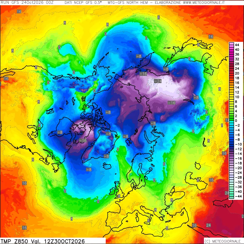mappa Temperatura a 850 hPa