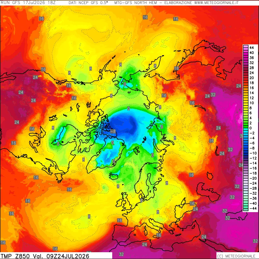 mappa Temperatura a 850 hPa