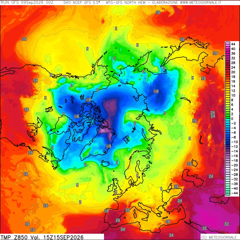 mappa Temperatura a 850 hPa