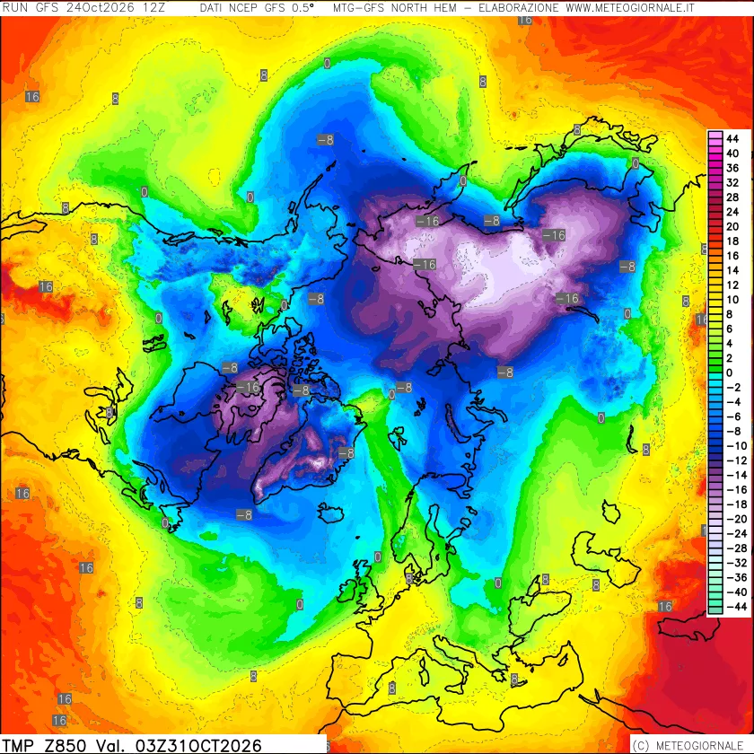 mappa Temperatura a 850 hPa